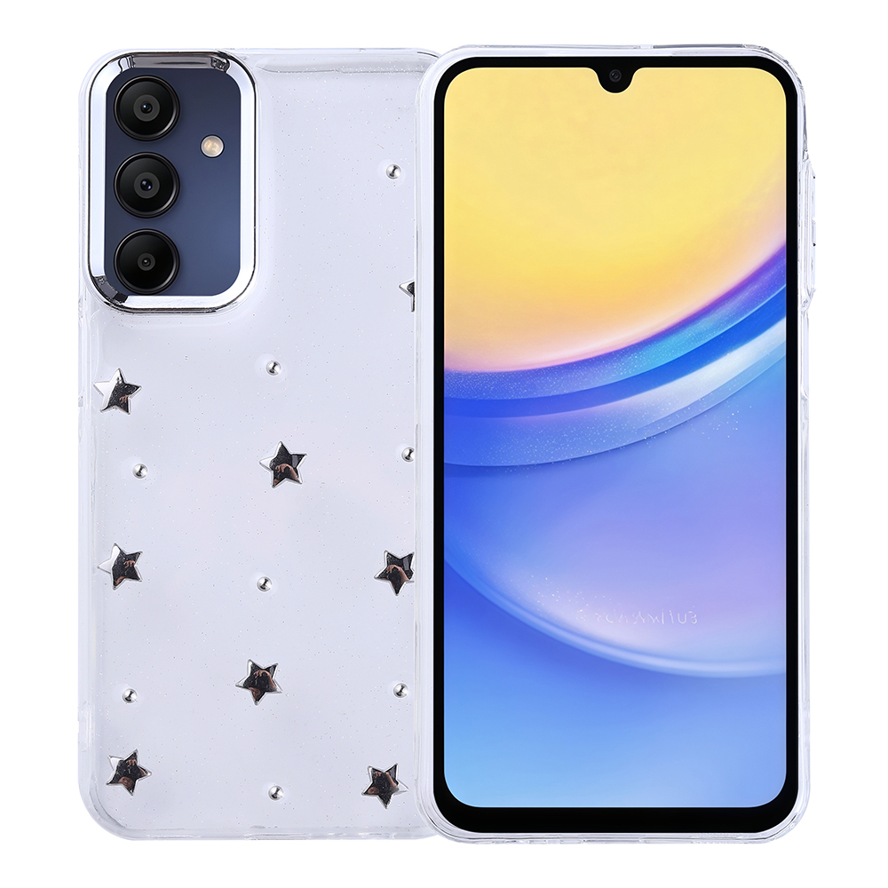 Samsung Galaxy A15 Uyumlu Kılıf Airbag Tasarımlı Simli Şeffaf Zore Kutup Kapak
