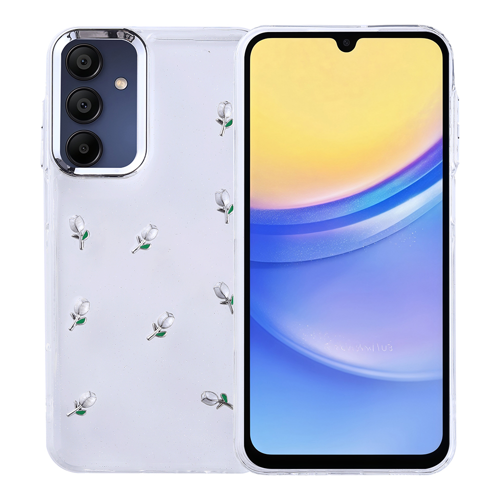 Samsung Galaxy A15 Uyumlu Kılıf Airbag Tasarımlı Simli Şeffaf Zore Kutup Kapak
