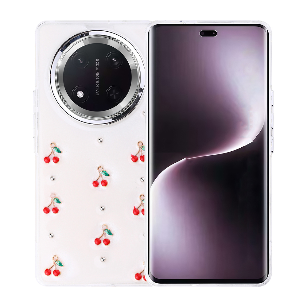 [RNZ-TA119459] Honor Magic 7 Lite Uyumlu Kılıf Airbag Tasarımlı Simli Şeffaf Zore Kutup Kapak (Kiraz)