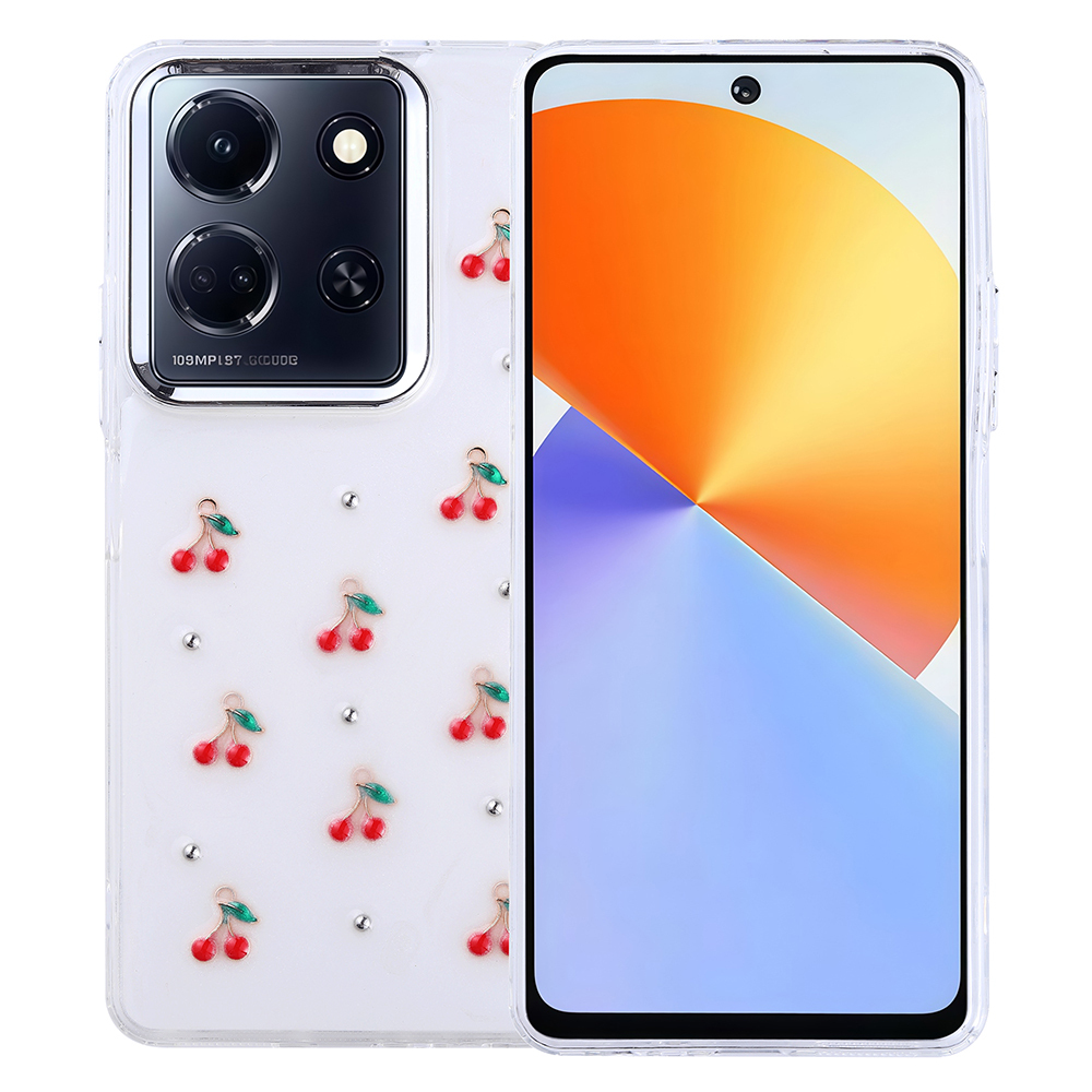 [RNZ-TA119415] Infinix Note 30 Uyumlu 5G Kılıf Airbag Tasarımlı Simli Şeffaf Zore Kutup Kapak (Kiraz)