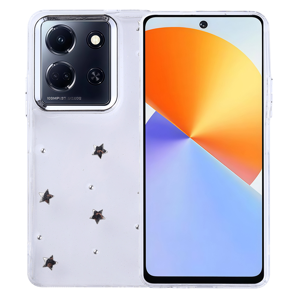 Infinix Note 30 Uyumlu 5G Kılıf Airbag Tasarımlı Simli Şeffaf Zore Kutup Kapak