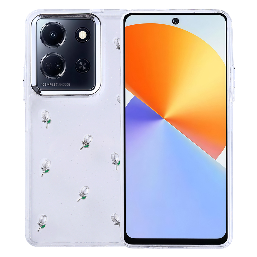 Infinix Note 30 Uyumlu 5G Kılıf Airbag Tasarımlı Simli Şeffaf Zore Kutup Kapak