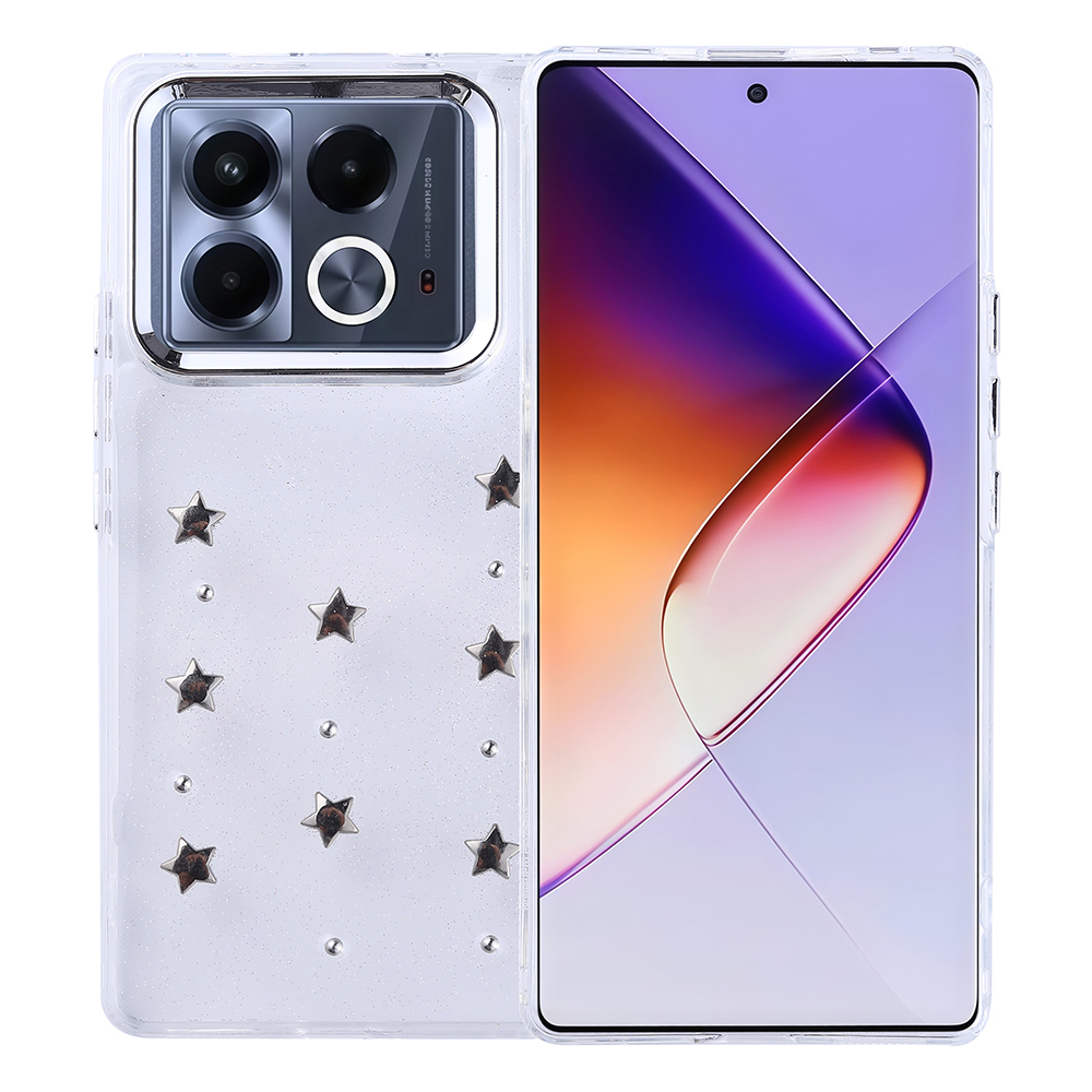 İnfinix Note 40 4G Uyumlu Kılıf Airbag Tasarımlı Simli Şeffaf Zore Kutup Kapak