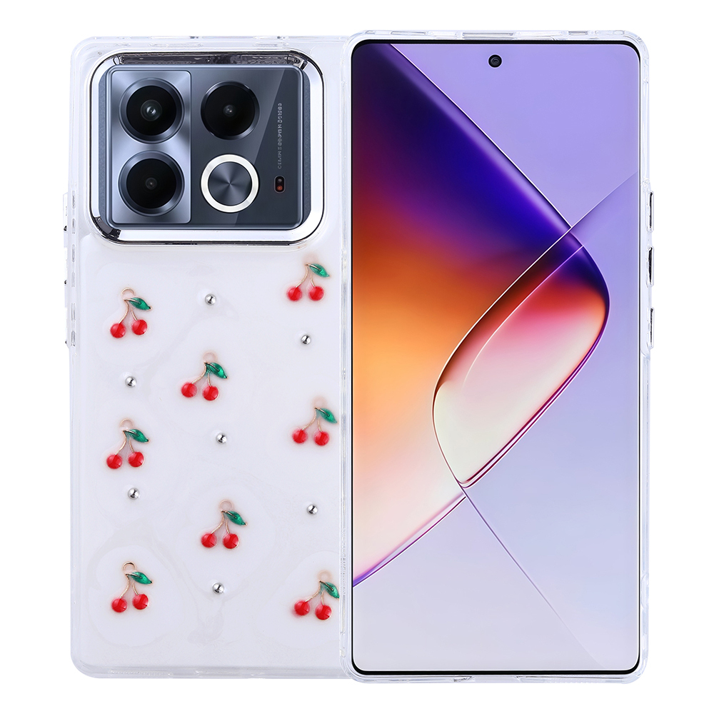 [RNZ-TA119423] Infinix Note 40 Pro Uyumlu Kılıf Airbag Tasarımlı Simli Şeffaf Zore Kutup Kapak (Kiraz)
