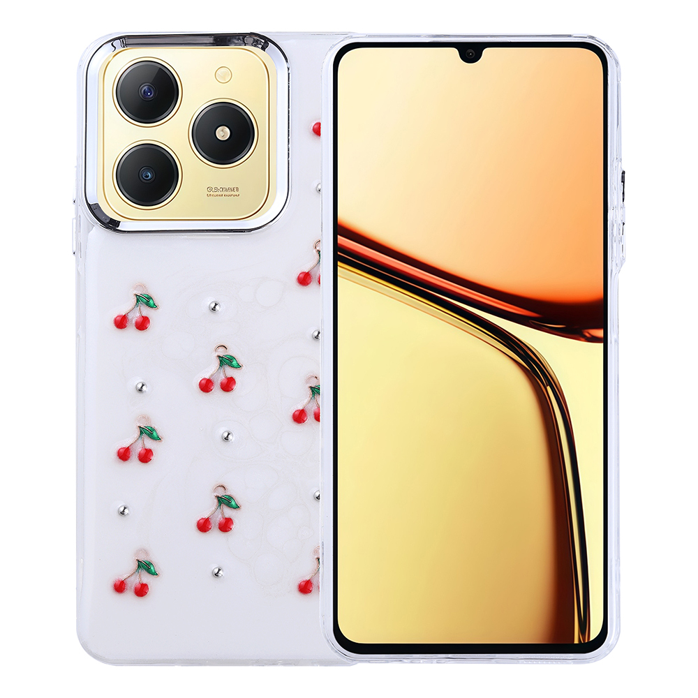 [RNZ-TA119431] Realme C61 Uyumlu Kılıf Airbag Tasarımlı Simli Şeffaf Zore Kutup Kapak (Kiraz)