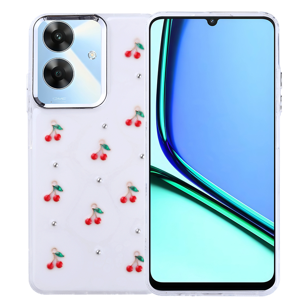 [RNZ-TA119435] Realme Note 60 Uyumlu Kılıf Airbag Tasarımlı Simli Şeffaf Zore Kutup Kapak (Kiraz)