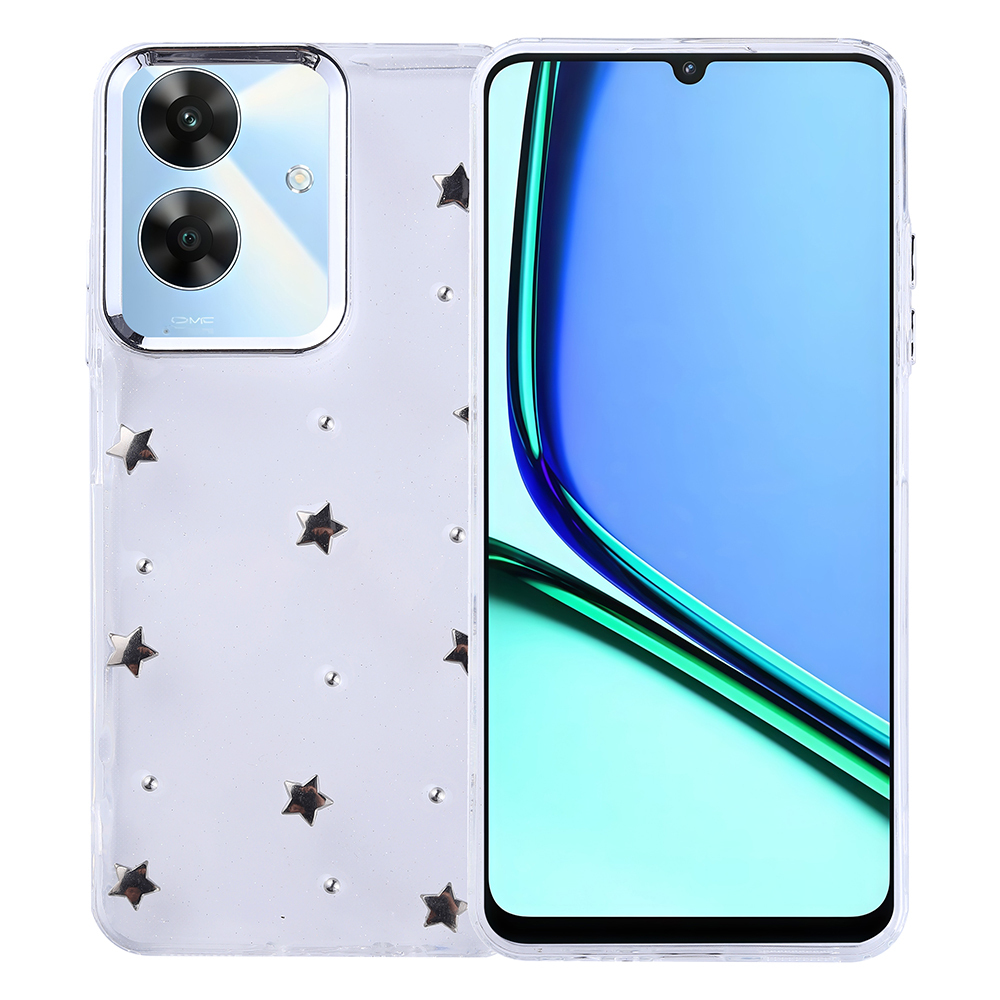Realme Note 60 Uyumlu Kılıf Airbag Tasarımlı Simli Şeffaf Zore Kutup Kapak