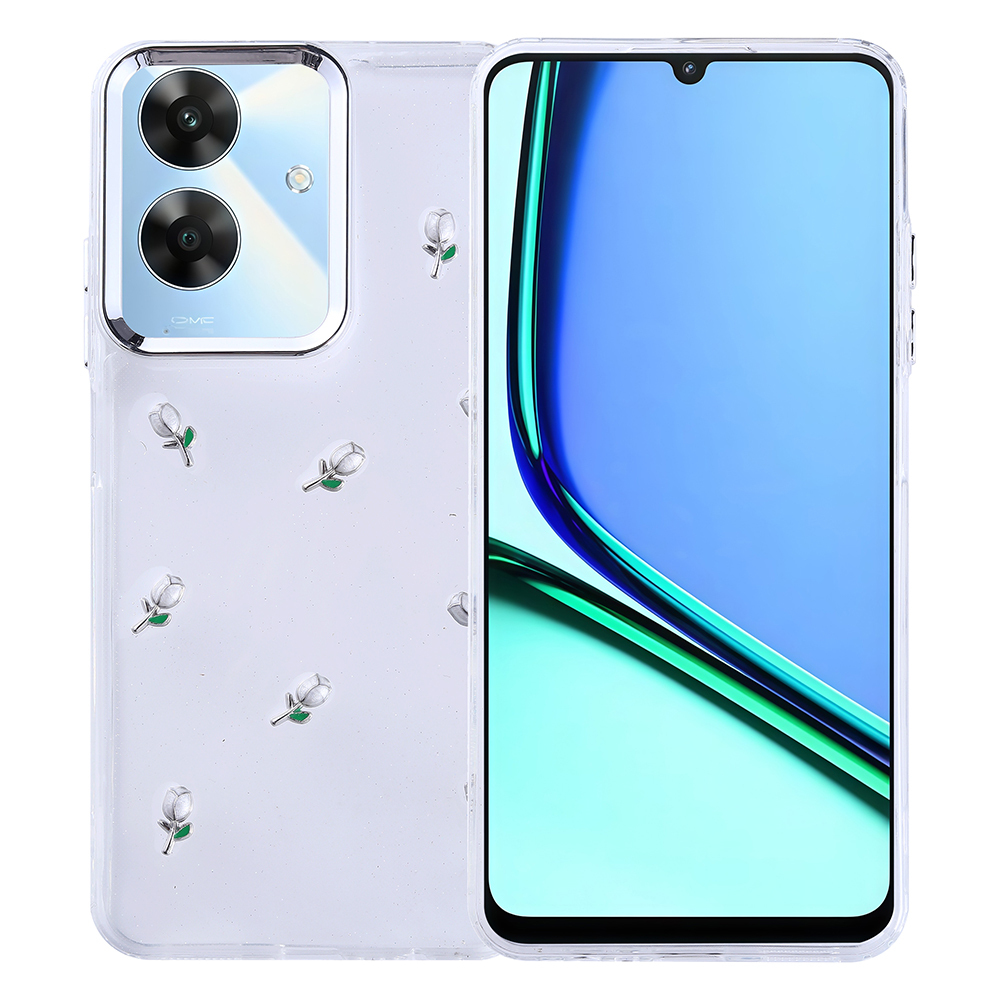 Realme Note 60 Uyumlu Kılıf Airbag Tasarımlı Simli Şeffaf Zore Kutup Kapak