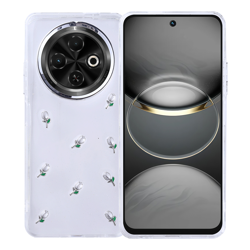 Tecno Spark 30C Uyumlu Kılıf Airbag Tasarımlı Simli Şeffaf Zore Kutup Kapak