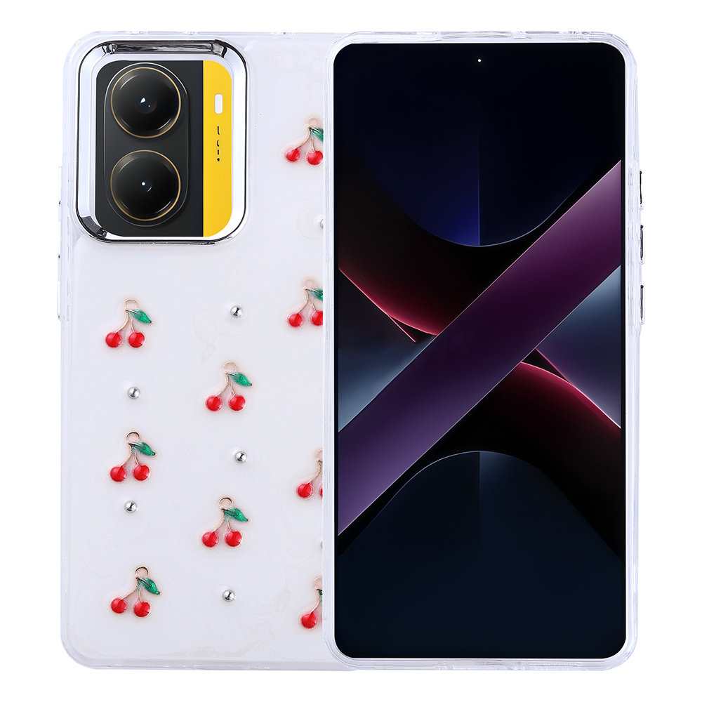 [RNZ-TA119463] Xiaomi Poco X7 Pro Uyumlu Kılıf Airbag Tasarımlı Simli Şeffaf Zore Kutup Kapak (Kiraz)