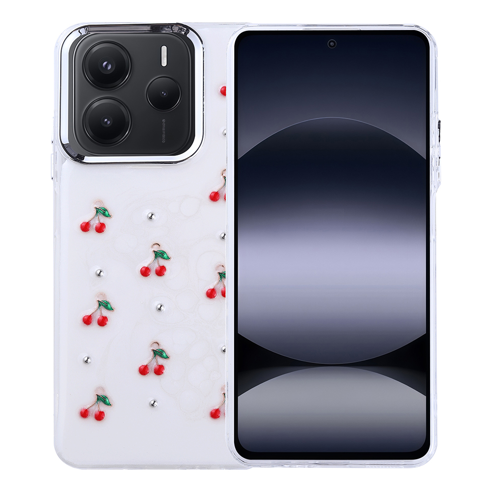 [RNZ-TA119471] Xiaomi Redmi Note 14 5G Uyumlu Kılıf Airbag Tasarımlı Simli Şeffaf Zore Kutup Kapak (Kiraz)