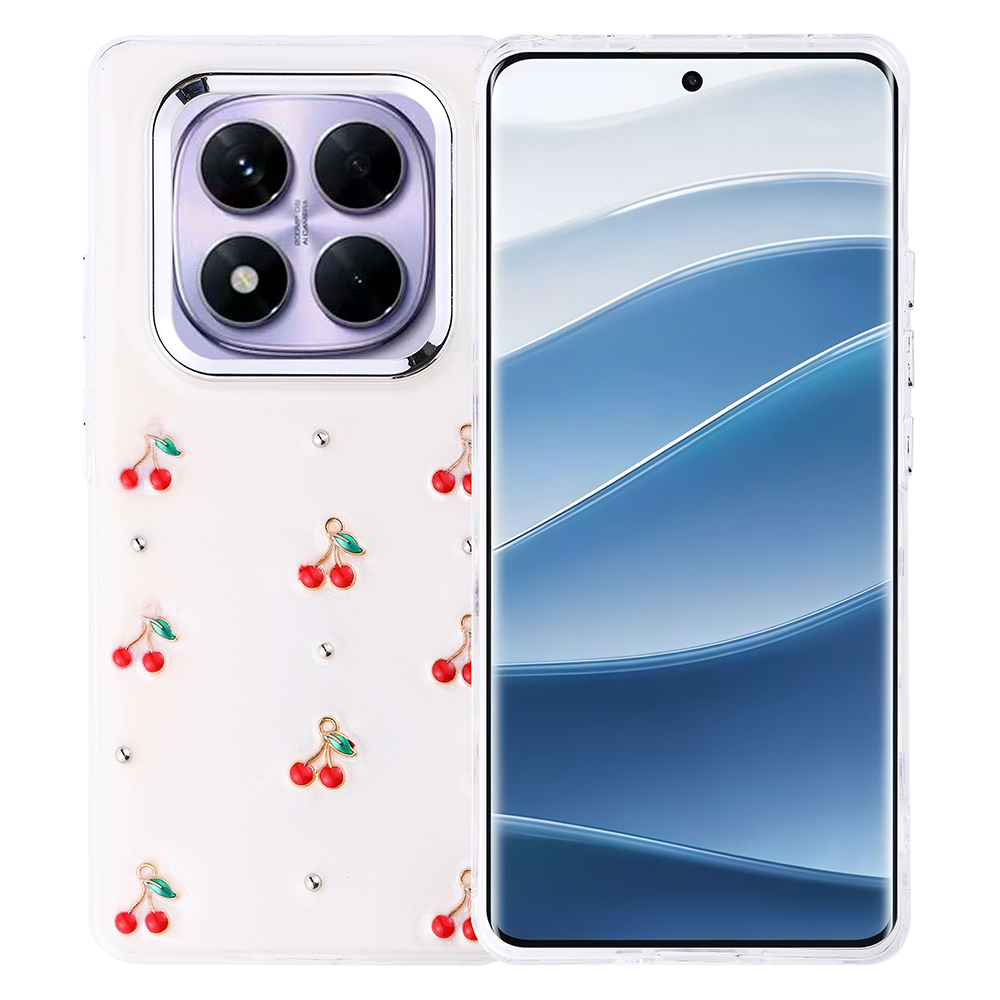[RNZ-TA119479] Xiaomi Redmi Note 14 Pro Plus Uyumlu Kılıf Airbag Tasarımlı Simli Şeffaf Zore Kutup Kapak (Kiraz)