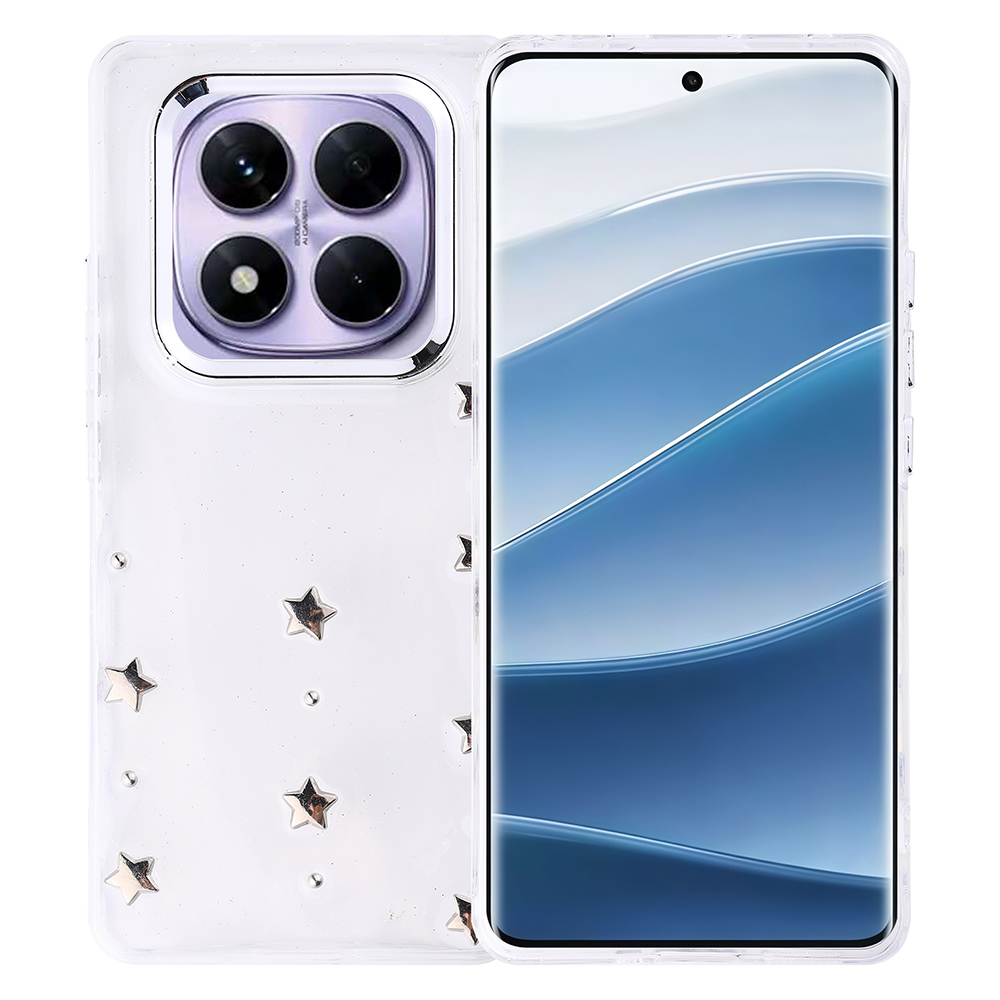Xiaomi Redmi Note 14 Pro Plus Uyumlu Kılıf Airbag Tasarımlı Simli Şeffaf Zore Kutup Kapak