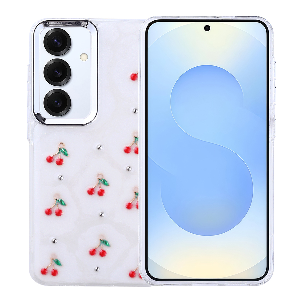 [RNZ-TA119499] Samsung Galaxy S24 Plus Uyumlu Kılıf Airbag Tasarımlı Simli Şeffaf Zore Kutup Kapak (Kiraz)