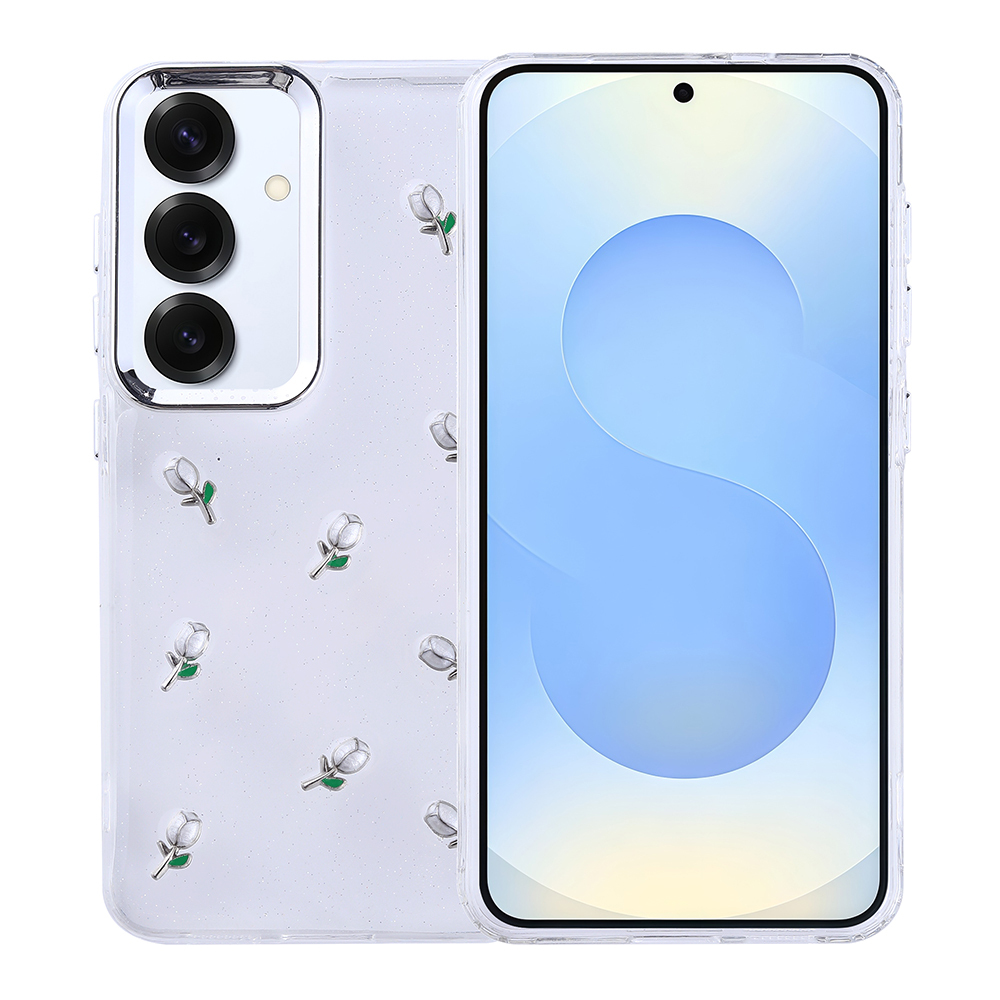 Samsung Galaxy S24 Plus Uyumlu Kılıf Airbag Tasarımlı Simli Şeffaf Zore Kutup Kapak