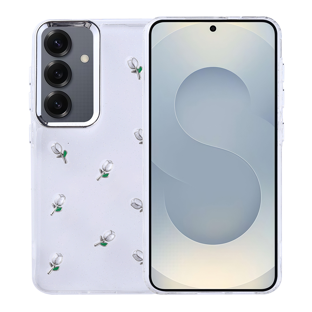 Samsung Galaxy S25 Uyumlu Kılıf Airbag Tasarımlı Simli Şeffaf Zore Kutup Kapak