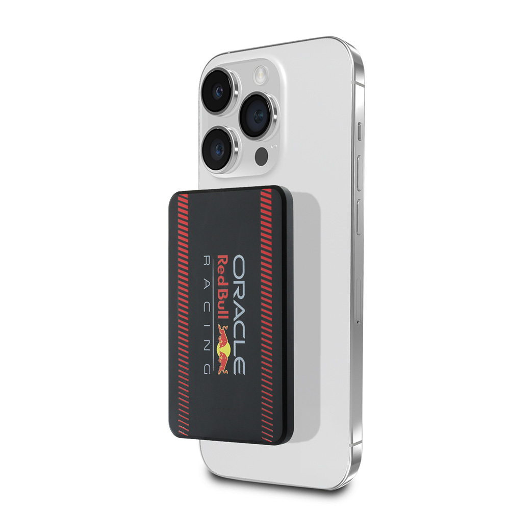 Redbull Orjinal Lisanslı M-safe Şarj Özellikli Dijital LED Göstergeli Kırmızı Şeritli Powerbank 5000mAh 15W