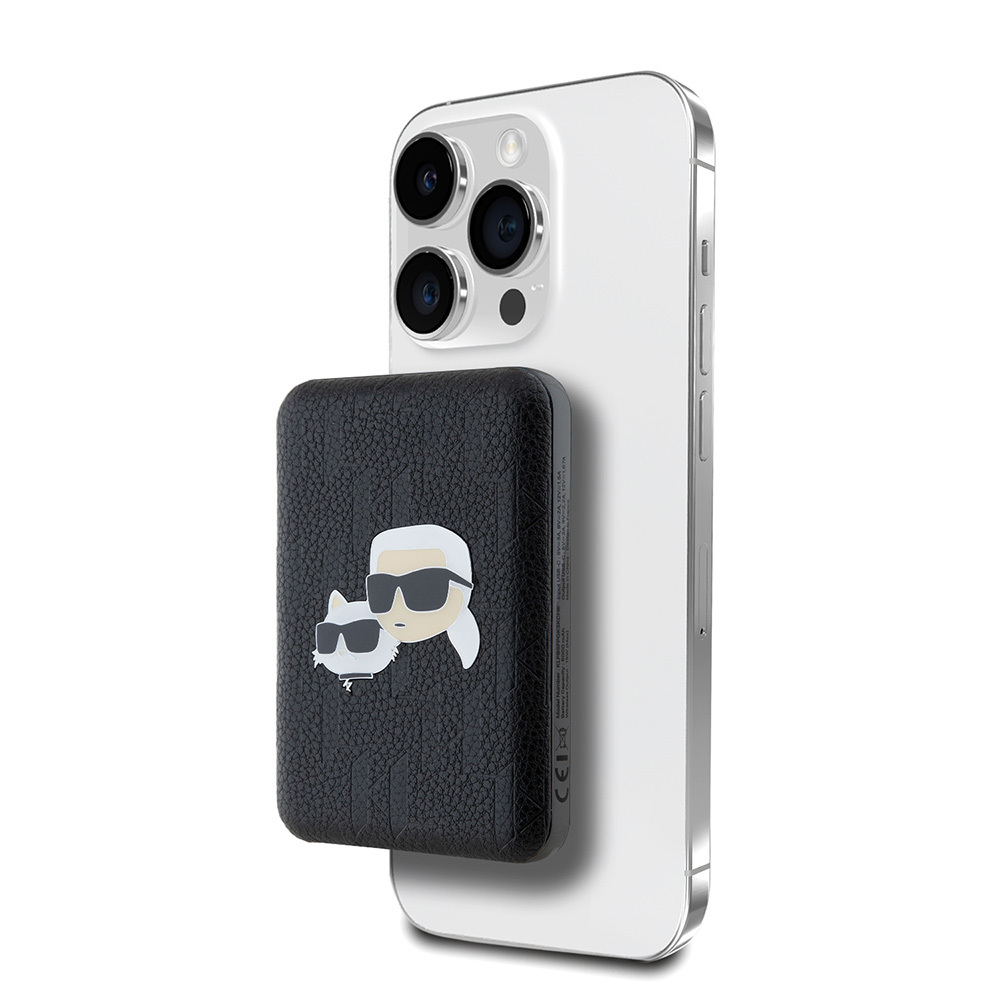 [RNZ-TA117527] Karl Lagerfeld Orjinal Lisanslı M-safe Şarj Özellikli Led Işık Göstergeli Metal Logolu PU Deri Powerbank 5000mAh