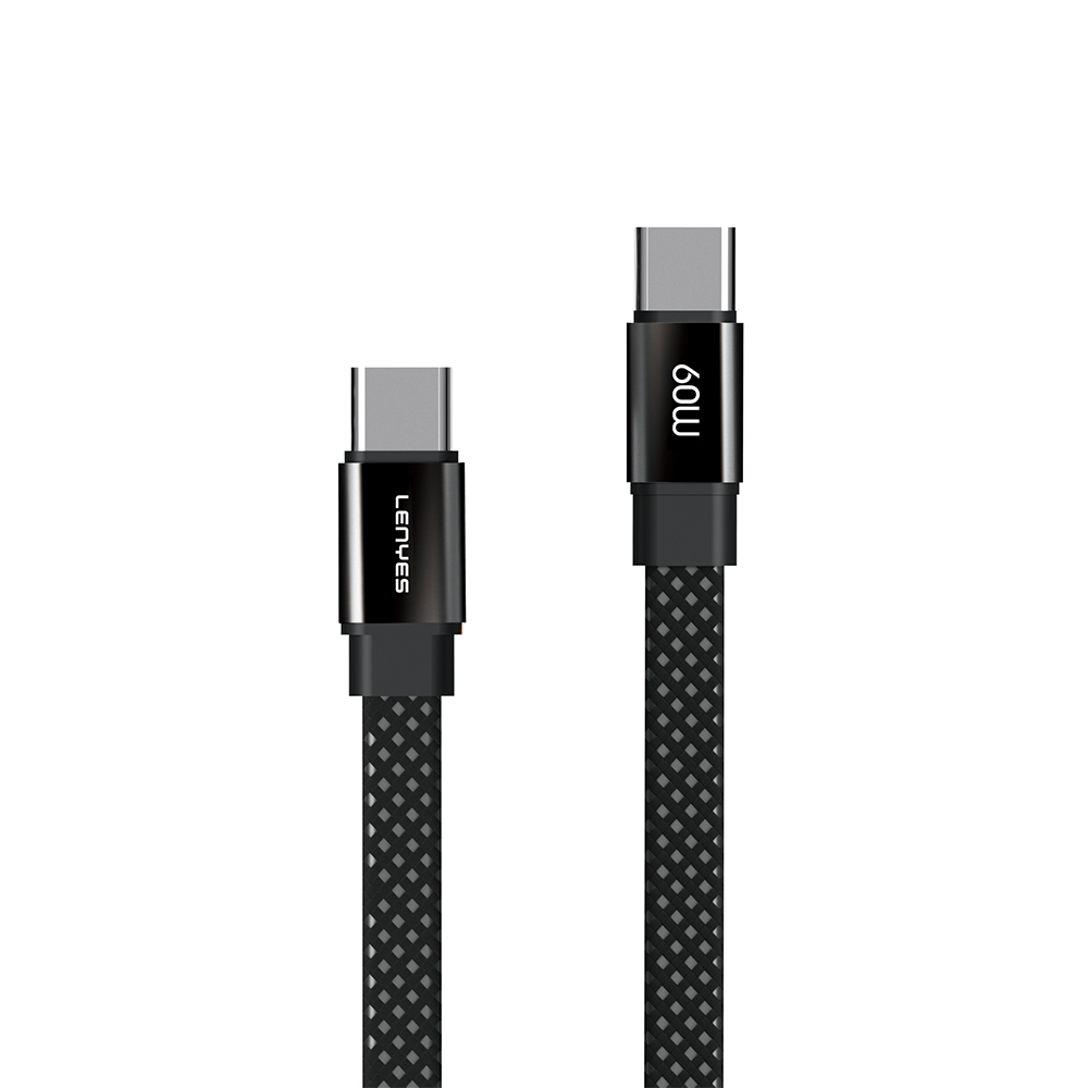 [RNZ-TA119637] Lenyes LC538 Type-C to Type-C Hızlı Şarj Özellikli 48D Aramid Fiber Örgü Tasarımlı Data ve Şarj Kablosu 60W 1M