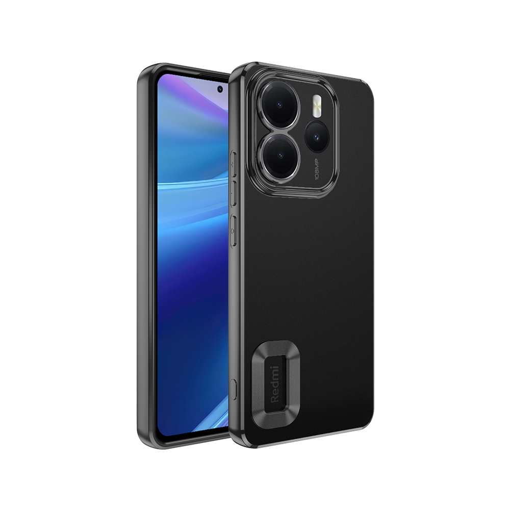 [RNZ-TA119718] Xiaomi Redmi Note 14 4G Uyumlu Kılıf Kamera Korumalı Logo Gösteren Zore Omega Kapak (Siyah)