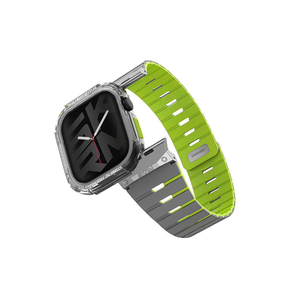 [RNZ-TA119625] Apple Watch Ultra 49mm Uyumlu Skinarma Nightglow Atom TPU Kasa Koruyucu + Gemini Silikon Kordon