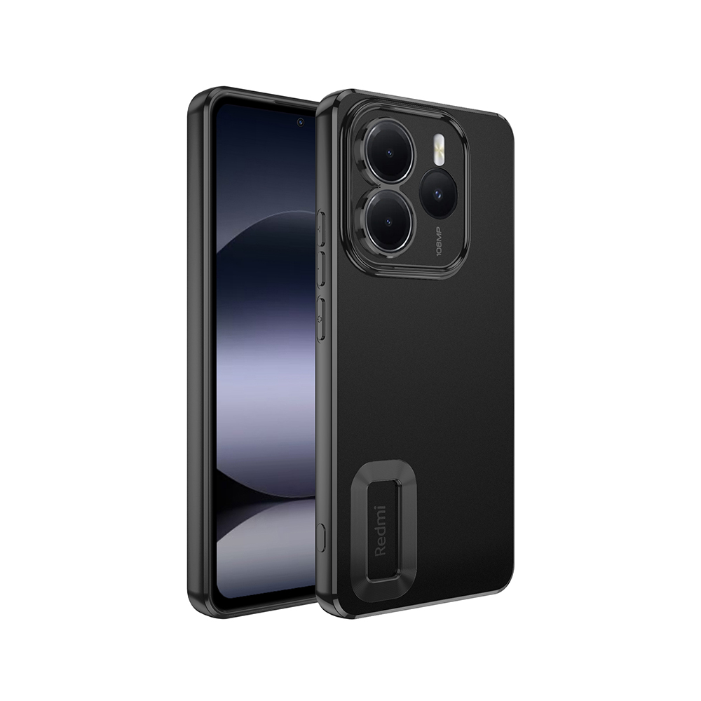 [RNZ-TA119725] Xiaomi Redmi Note 14 5G Uyumlu Kılıf Kamera Korumalı Logo Gösteren Zore Omega Kapak (Siyah)