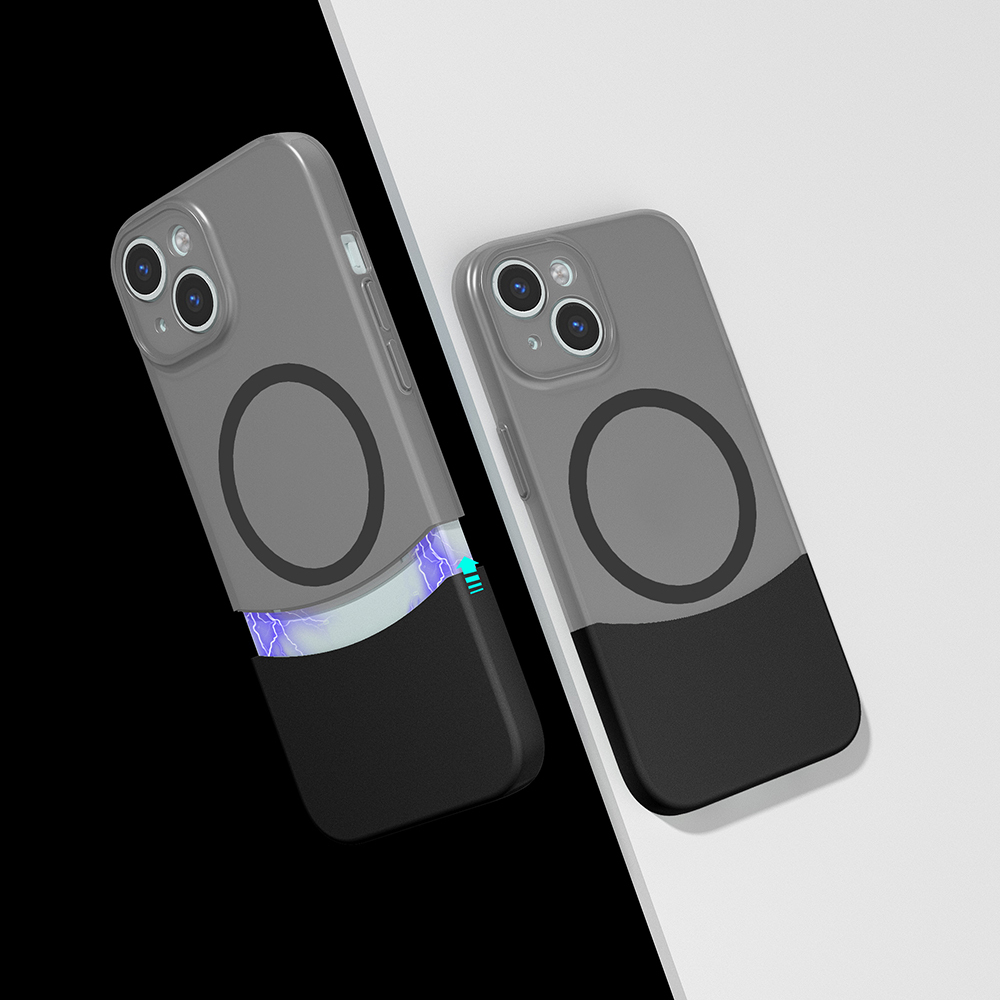 [RNZ-TA119807] Apple iPhone 15 Uyumlu Kılıf M-Safe Şarj Özellikli Mıknatıslı Zore Duble Kapak (Siyah)