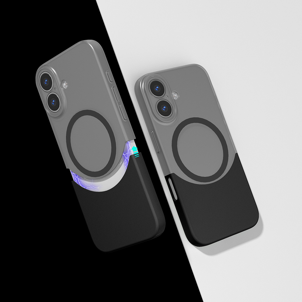 [RNZ-TA119816] Apple iPhone 16 Uyumlu Kılıf M-Safe Şarj Özellikli Mıknatıslı Zore Duble Kapak (Siyah)