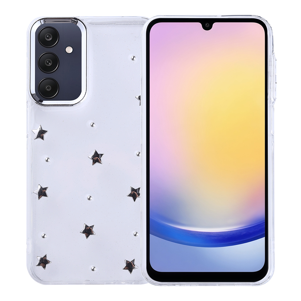 Samsung Galaxy A25 Uyumlu Kılıf Airbag Tasarımlı Simli Şeffaf Zore Kutup Kapak