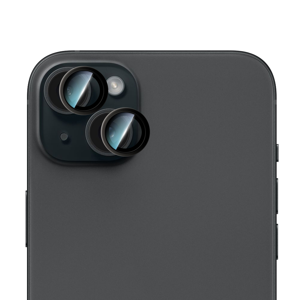 [RNZ-TA120805] Apple iPhone 15 Uyumlu CaseWorld Alloy Serisi Oleofobik Anti Reflective Kamera Lens Koruyucu (Siyah)