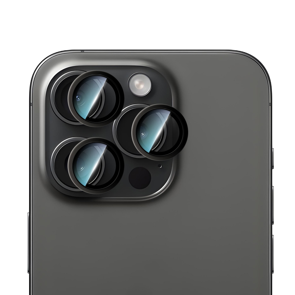 [RNZ-TA120819] Apple iPhone 15 Pro Max Uyumlu CaseWorld Alloy Serisi Oleofobik Anti Reflective Kamera Lens Koruyucu (Siyah)