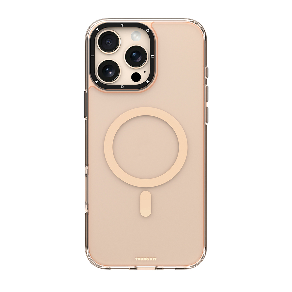 Apple iPhone 16 Pro Uyumlu Kılıf M-safe Şarj Özellikli Cam Arka Yüzey TPU Youngkit Gemstone Clear Serisi Kapak