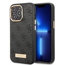 Apple iPhone 15 Pro Max Uyumlu Kılıf Guess Orjinal Lisanslı M-safe Şarj Özellikli 4G Desenli PU Metal Plaka Klasik Logolu Kapak