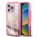 Apple iPhone 16 Pro Uyumlu Kılıf Guess Orjinal Lisanslı Transparan Sıvılı Simli Altın Çizgili Kapak