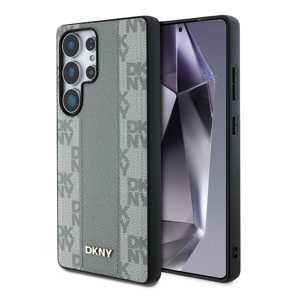Samsung Galaxy S25 Ultra Uyumlu Kılıf DKNY Orjinal Lisanslı M-safe Şarj Özellikli 3D Yazılı Checkered Pattern Kapak