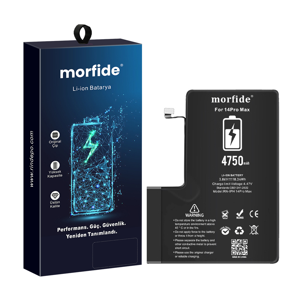 Apple iPhone 14 Pro Max Uyumlu 4750mAh Yüksek Kapasiteli Batarya - Gelişmiş Akıllı Chip - Pil Sağlığı Destekli - Morfide M-Max