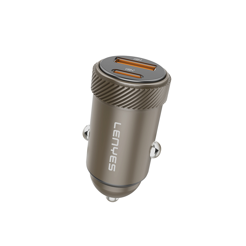 [RNZ-TA119541] Lenyes CA57 Hızlı Şarj Özellikli Dual Type-C + USB-A Portlu Mini Araç Şarj Aleti 30W