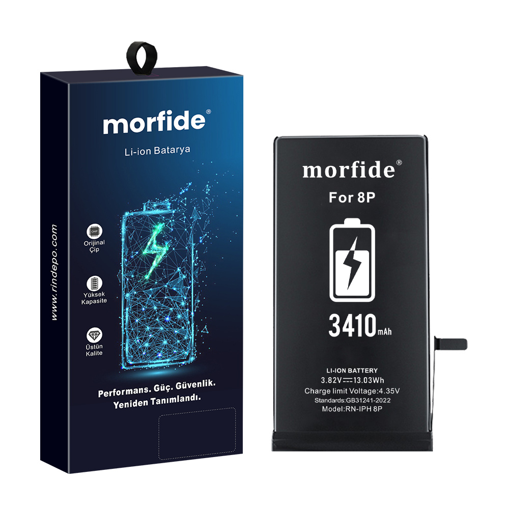 [RN-IP8Plus] Apple iPhone 8 Plus Uyumlu 3410mAh Yüksek Kapasiteli Batarya Morfide M-Max – A Sınıf Hücre, 15 Ay Garantili