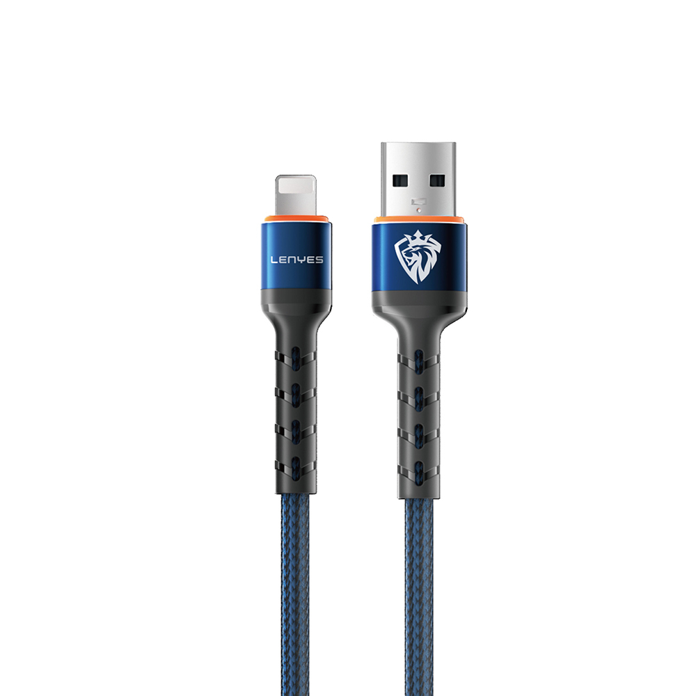 [RNZ-TA120659] Lenyes LC515 USB-A to Lightning Hızlı Şarj Özellikli Örgülü Data ve Şarj Kablosu 3A 1M