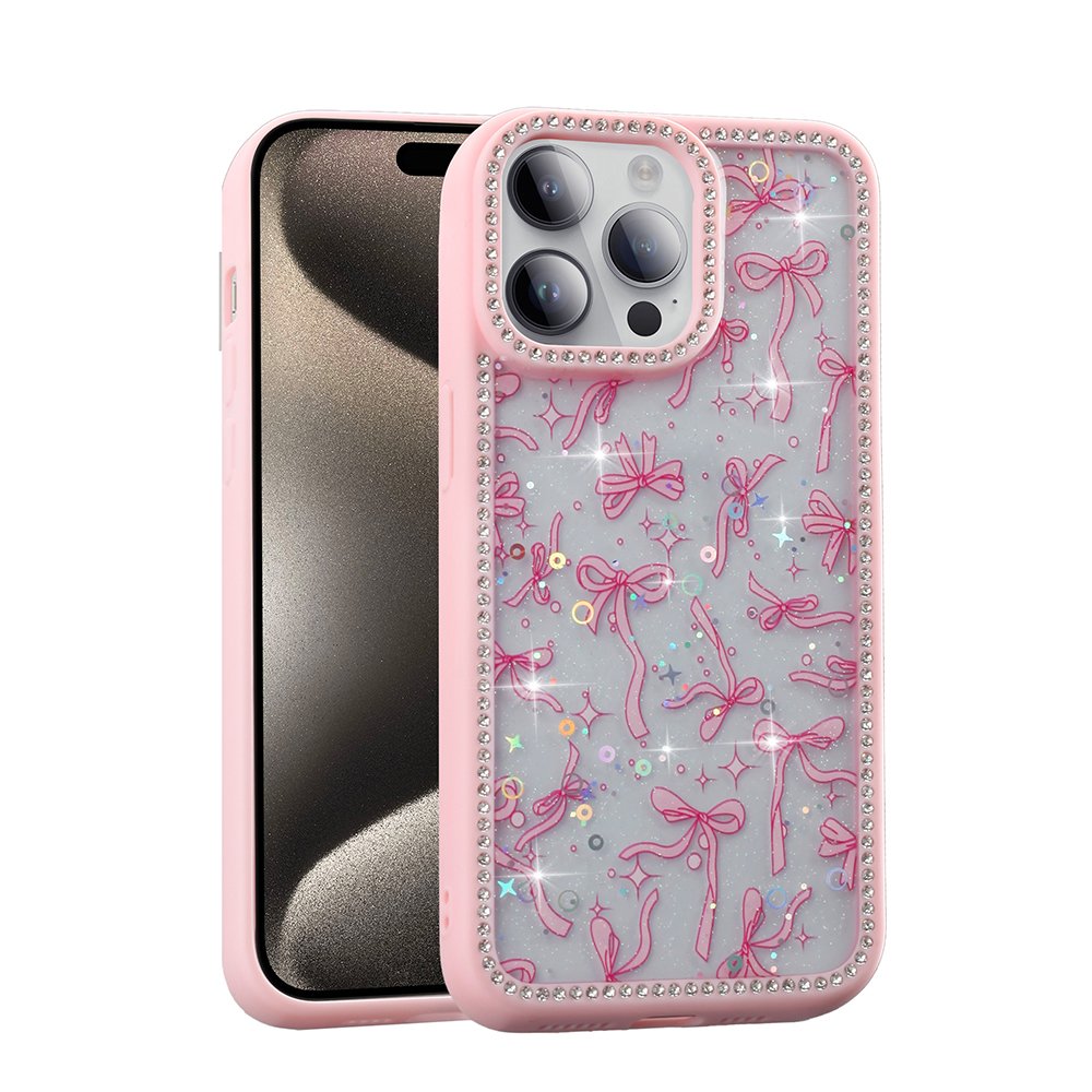 Apple iPhone 14 Pro Max Uyumlu Kılıf Taşlı ve Simli Tasarım Zore Azra Kapak