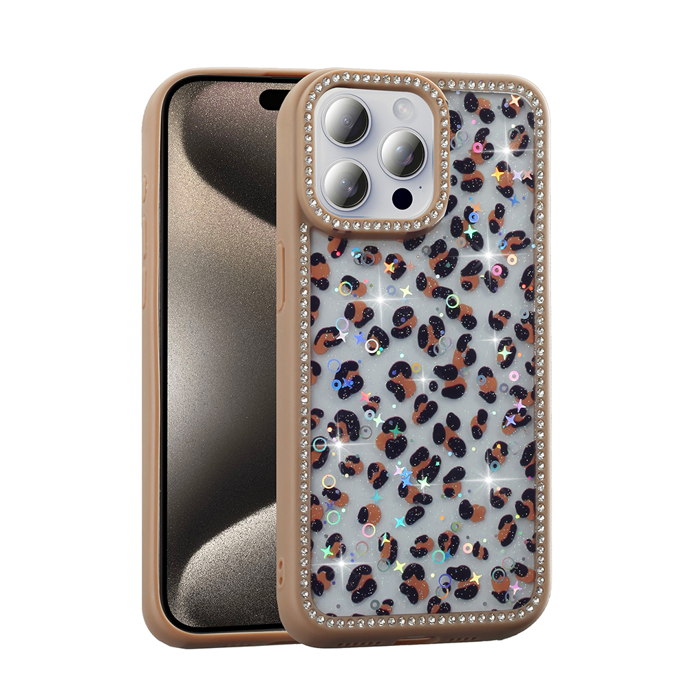 Apple iPhone 15 Pro Uyumlu Kılıf Taşlı ve Simli Tasarım Zore Azra Kapak