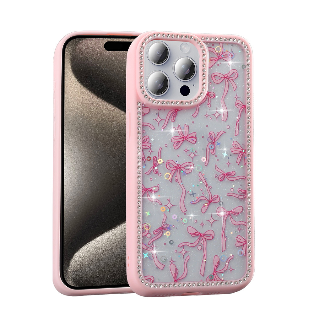 Apple iPhone 15 Pro Max Uyumlu Kılıf Taşlı ve Simli Tasarım Zore Azra Kapak