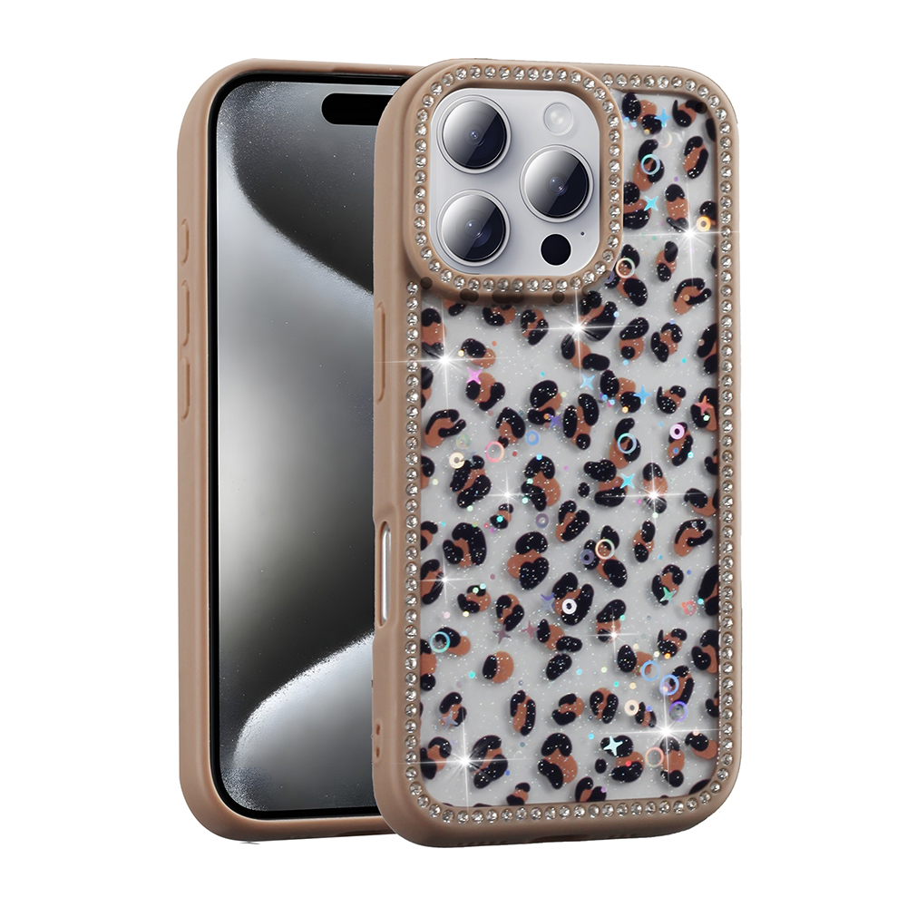 Apple iPhone 16 Pro Uyumlu Kılıf Taşlı ve Simli Tasarım Zore Azra Kapak