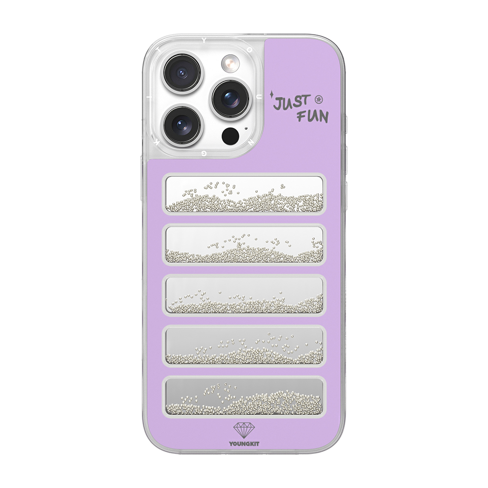 [RNZ-TA121142] Apple iPhone 16 Pro Max Uyumlu Kılıf Aynalı ve Boncuklu Tasarım Youngkit Jump Serisi Kapak (Mor)