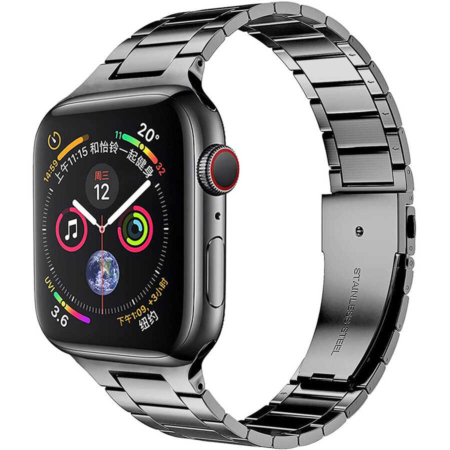 Apple Watch 40mm Uyumlu Wiwu Ultra Thin Steel Belt Three Beads Metal Kordon