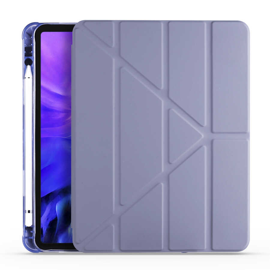 Apple iPad Air 10.9 2022 (5.Nesil) Uyumlu Kılıf Zore Tri Folding Kalem Bölmeli Standlı Kılıf