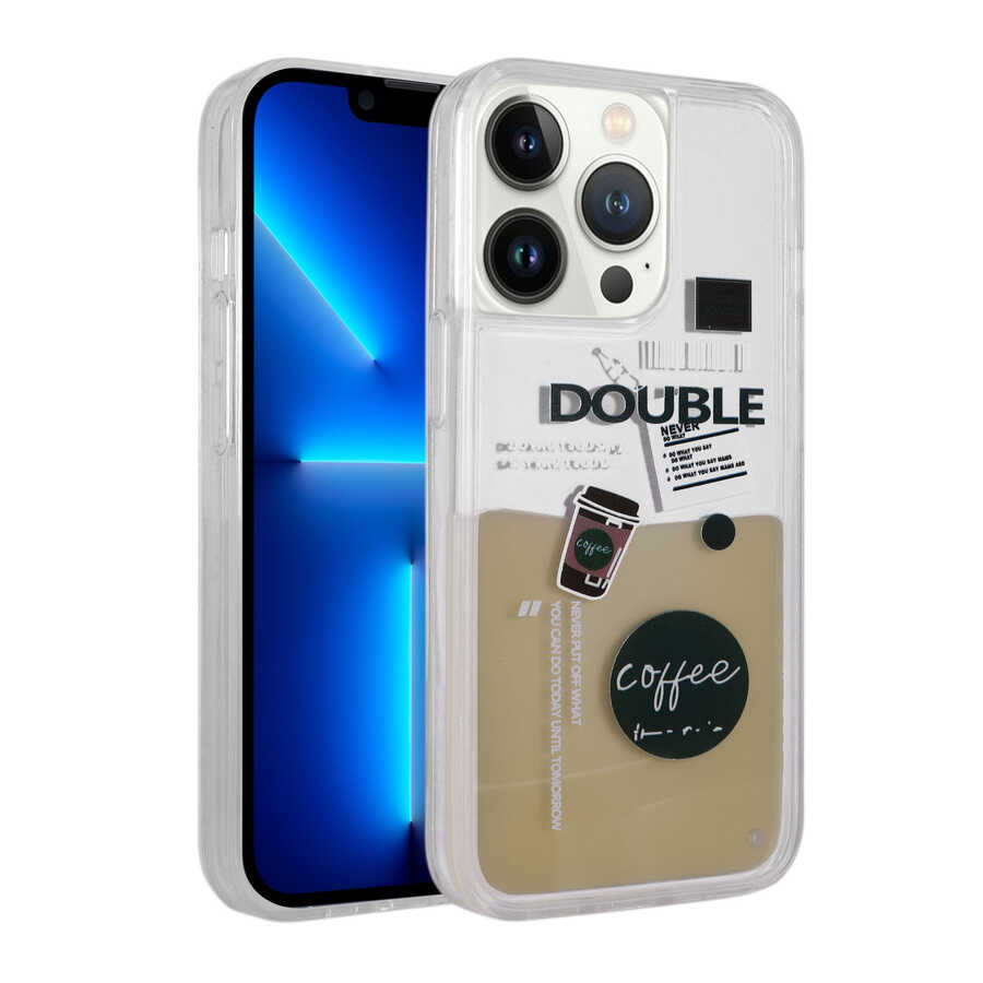 Apple iPhone 12 Pro Uyumlu Kılıf Desenli Sıvılı Zore Drink Silikon Kapak