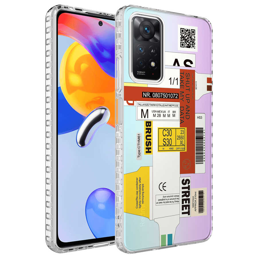 Xiaomi Redmi Note 11S Global Uyumlu Kılıf Airbag Kenarlı Renkli Desenli Silikon Zore Elegans Kapak