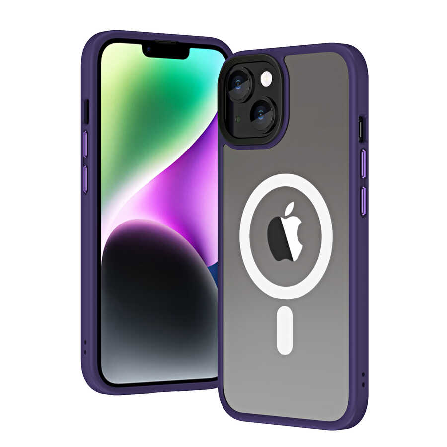 Apple iPhone 14 Uyumlu Kılıf Wireless Şarj Özellikli Zore Hibrit M-safe Kapak
