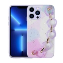 Apple iPhone 12 Pro Max Uyumlu Kılıf Simli Desenli El Askılı Tutacaklı Zore Elsa Silikon Kapak